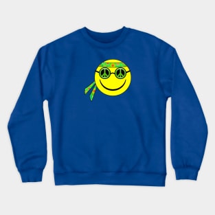 Smiley - Hippie - Peace Sign Sunglasses/Flower Headband Crewneck Sweatshirt